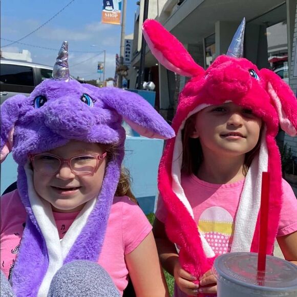 WHITE Plush Funny Unicorn Hat Scarf Squeeze Paw Lift Ear - Picture 6 of 13